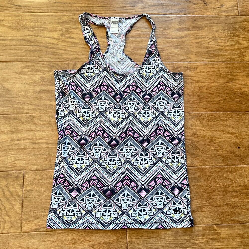 PINK Victoria's Secret Sleepwear Tank Top Size M Tribal Aztec Print Racerback
